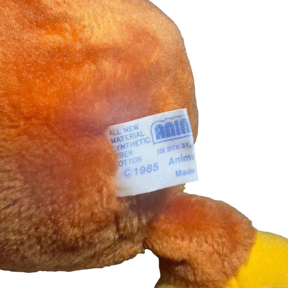 Vintage 1985‎ Animal Toy Imports Orange Rubber Face Plush Stuffed Animal Rare